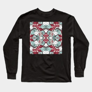 Ethnic Pattern with Mosaic Floral Motif Long Sleeve T-Shirt